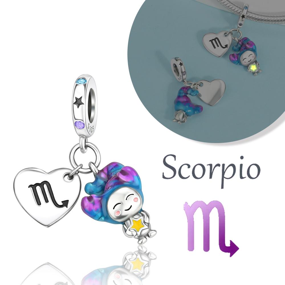 Lovely Copper Aries Leo 12 Constellations Zodiac Collections Charm Fit Original Bracelets Women Diy Fine Jewelry