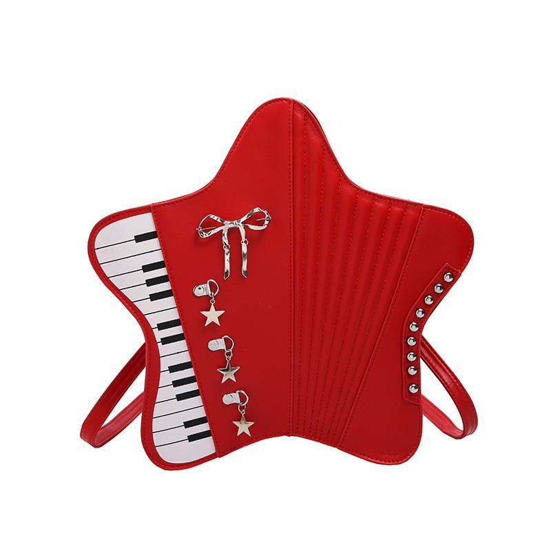 

Large Bag Female Shaped Five-star Commuting Shoulder Niche Design Piano Multi-purpose Travel Backpack червоний