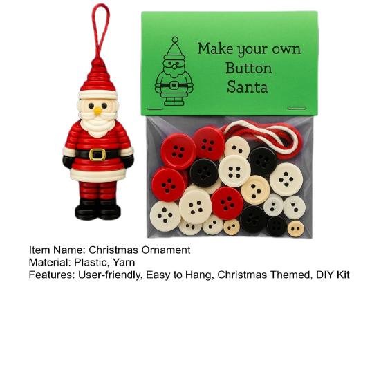 DIY Christmas Button Ornament Button Snowman Xmas Tree Decoration Kit Hanging Button Santa Claus Craft Set for Kids Adults Festive Home Decor