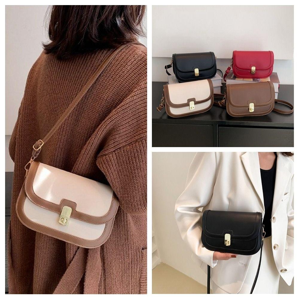 Square Crossbody Bag Texture Women Underarm Bag Retro PU Leather Shoulder Bag Outdoor