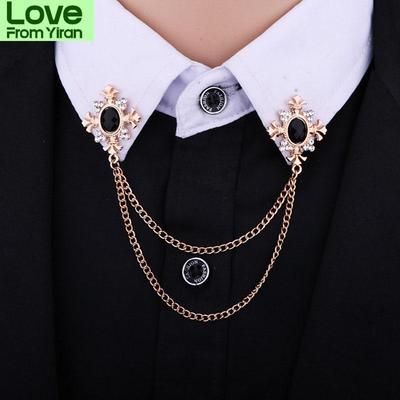 Homens Mulheres Terno Camisa Gola Borla Corrente Lapela Pin Broche Cristal Corrente Pins Vestido De Noiva Festa Dança Acessórios De Pescoço