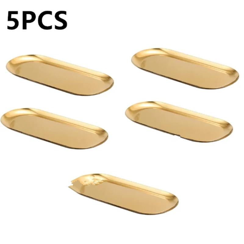 1/2/5PCS Gold Stainless Steel Nail Art Equipment Plate Doctor Surgical Dental Tray Jewelry Necklace Ring Storage Cosmetic Box