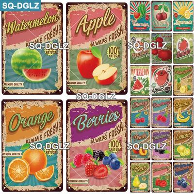 [SQ-DGLZ] Segno Metallico Frutta Decorazione Murale Bar Segno di Latta Segno Metallico Vintage Pittura Verdura Targhe Arte Poster Frutta