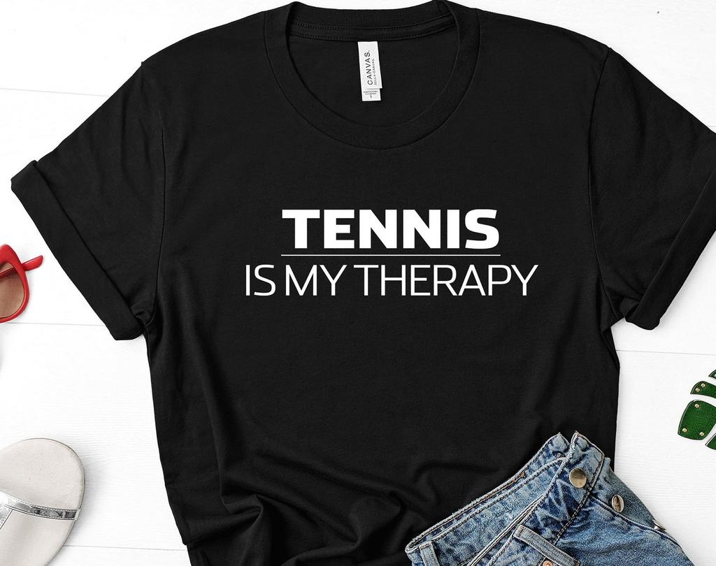 Tennis is My Therapy T-Shirt: Soft Cotton Tee for Tennis Lovers