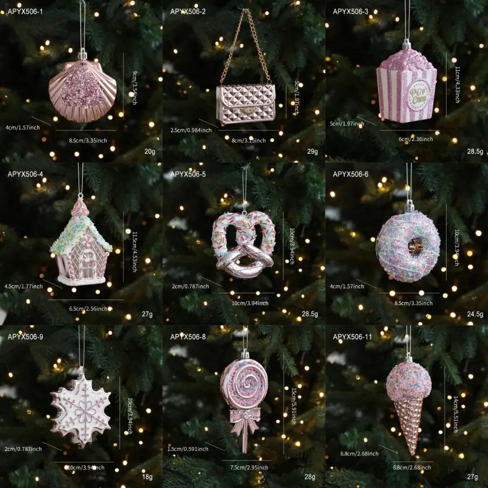 PVC Christmas Tree Ornament Pop Corn Snowflake DIY Lollipop Ornaments Window Display Ice Cream Xmas Hanging Pendant