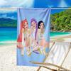 1pc KPop Demon Hunters11 Beach Towel, Beach and Seaside Swimming Pool Equipment, Fashion Pattern, Rectangular, Travel Essentials
