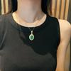 Full Green Yang Green Natural Agate Green Chalcedony Pendant Female Micro-Inlaid, Real Shot Fidelity
