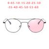 Sun Photochromic Pink/Gray/Tea Myopia Lens Prescription Spectacle Women Men Metal Oval Myopes Lunettes  0 -0.5 -1.0 -1.5 To -6.0