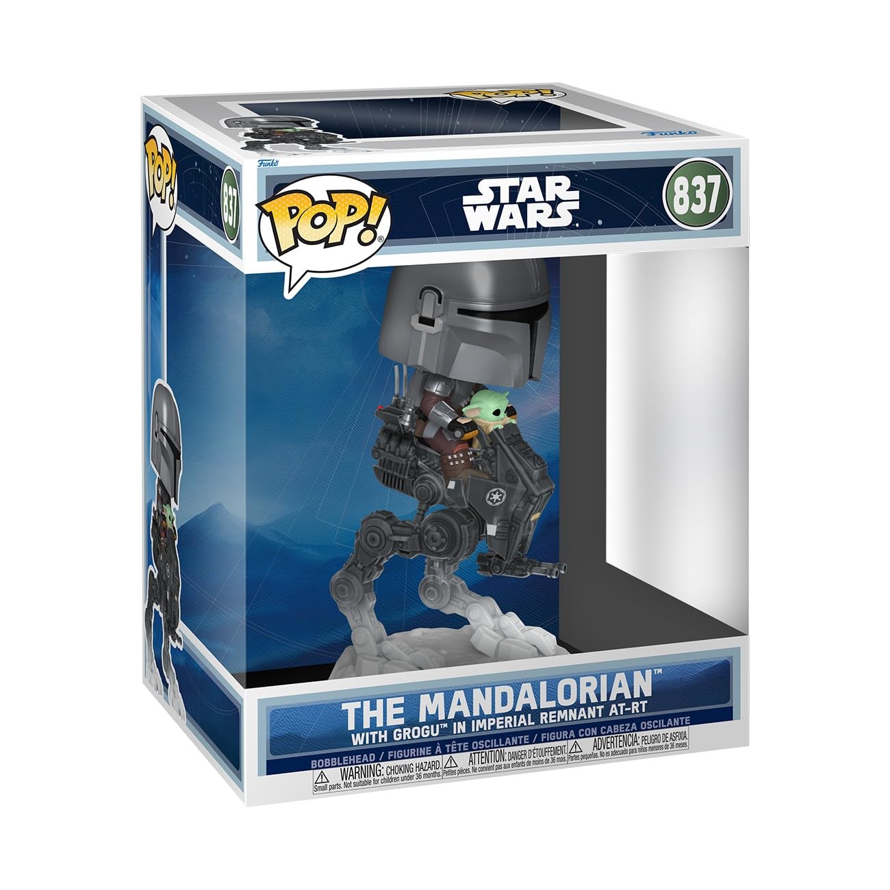 Фигурка Funko Pop! Rides Deluxe Звездные Войны Мандалорец Остаток Глога & (AT-RT Империи) синий
