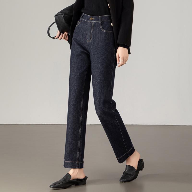 2026 Spring High Waist Stretch Women's Cigarette Jeans - Color Locking, Straight Leg, Plus Size Available
