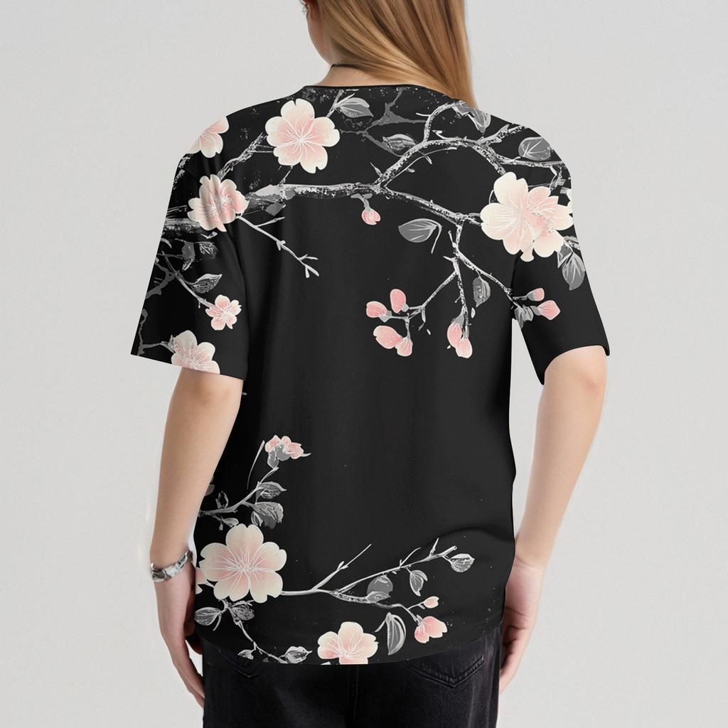 Women's Casual  Print Short Sleeve Sloping Collar Workwear Top With Double Pockets