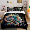 Colorful Dragon Artwork Decor Set Soft Comfortable Duvet Cover Bedding Set Included 1*Duvet Cover & 2*Pillowcases, Gift
