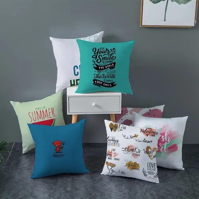 Inspirational Phrases Double-sided Printed Pillow Cover Short Plush Suitable Living Rooms Bedrooms Sofas Throw Cushion Cover
