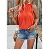 Elegant Spring Summer Solid Color Sleeveless Top Women Pulovers Blouses