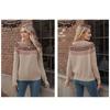 Höst Vinter Vintage Dam Stickad Tröja Patchwork Slim Dam Pullover