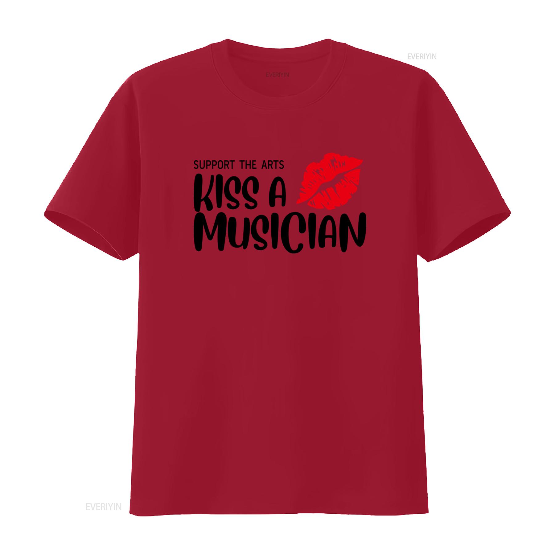 Sarcastic Music T Shirt Support The Arts Kiss A Musician Band Fan Unique Design Comfortable Fabric vintage Washed streetwear S