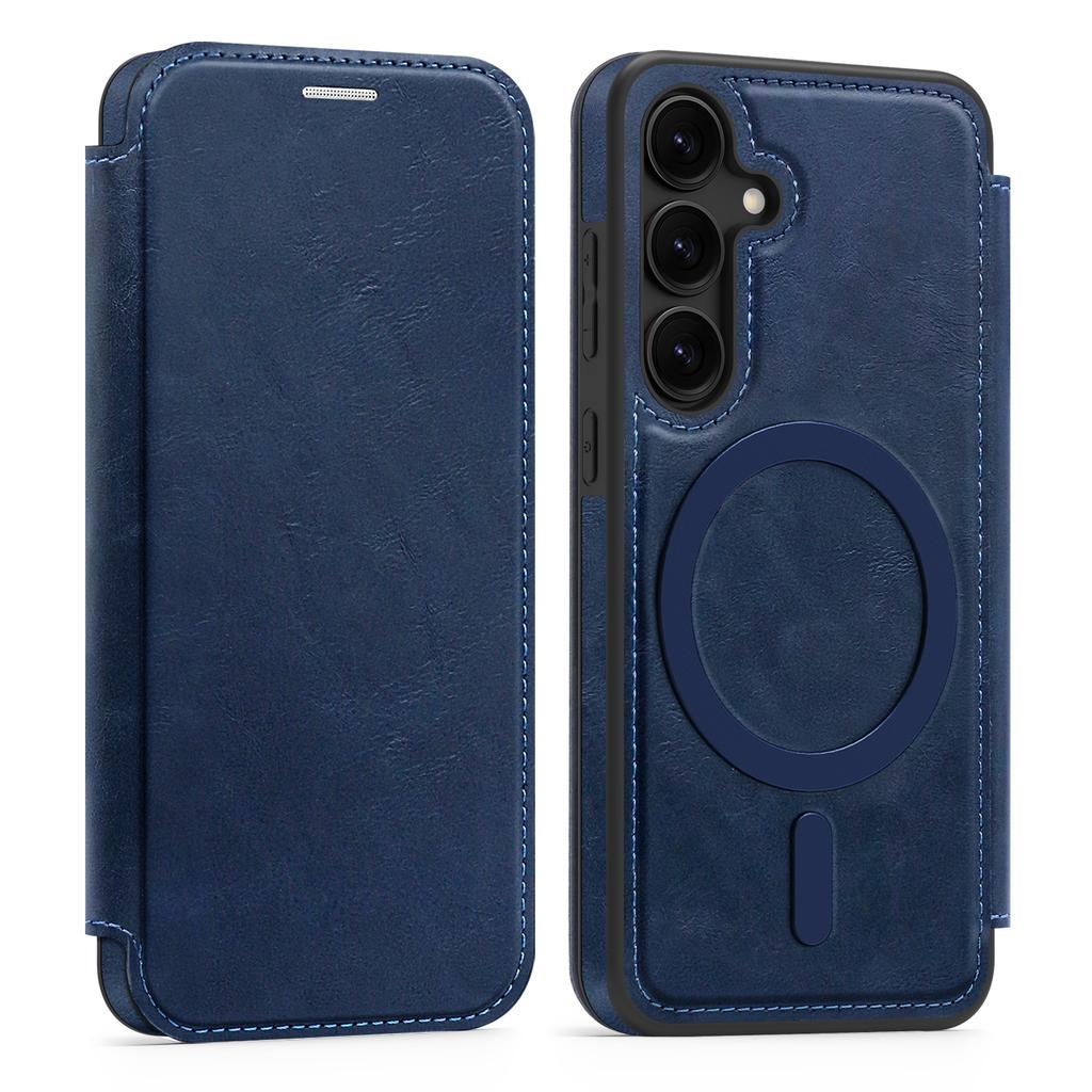 For Samsung Galaxy S24 Magnetic Case RFID Blocking Card Holder Leather Phone Cover