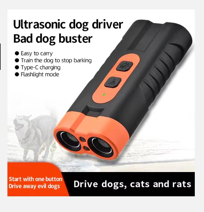 

2025 Отпугиватель собак Портативный ультразвуковой отпугиватель Ручной антилай 3 в 1 Устройство для дрессировки собак Отпугивание животных Домашние животные Дрессировщик собак