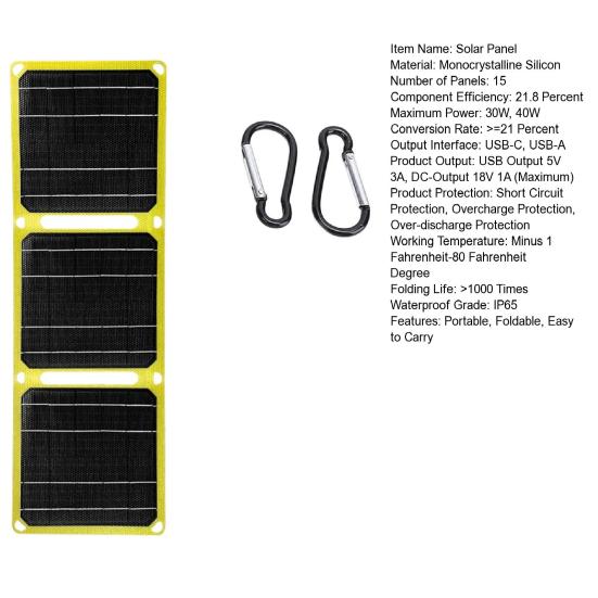 Solar Panels Charger Rate Short Circuit High Conversion Protection IP65 Waterproof Foldable Design