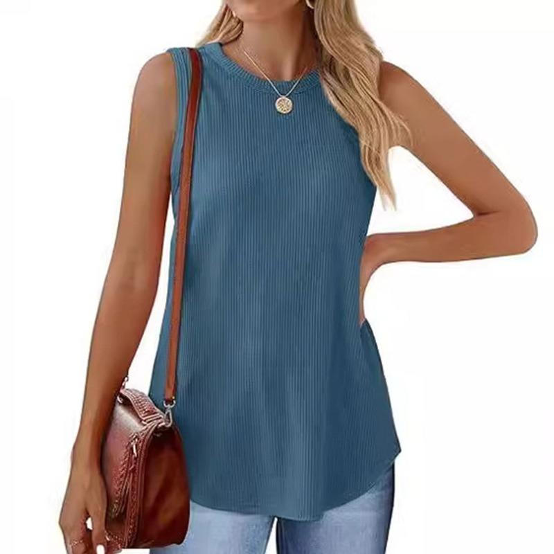 GMXIA Dámská móda Ležérní Jednobarevný Potisk Bez rukávů O Kulatý Výstřih Halenky a Košile