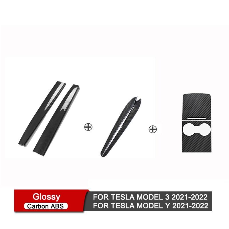 Dashboard Cover For Tesla Model 3 Y Car Door Trim Center Console Carbon Fiber ABS Stickers Interior Accessories 2017-2021 2022