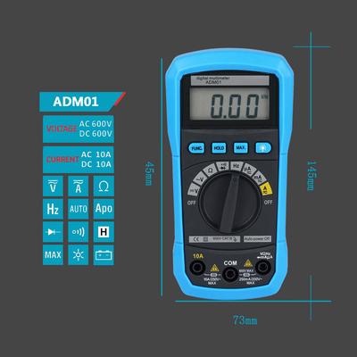 ADM01 DMM Multimetr Cyfrowy Ręczny Wyświetlacz LCD Automatyczny Zakres Napięcie AC/DC Pomiar Temperatury
