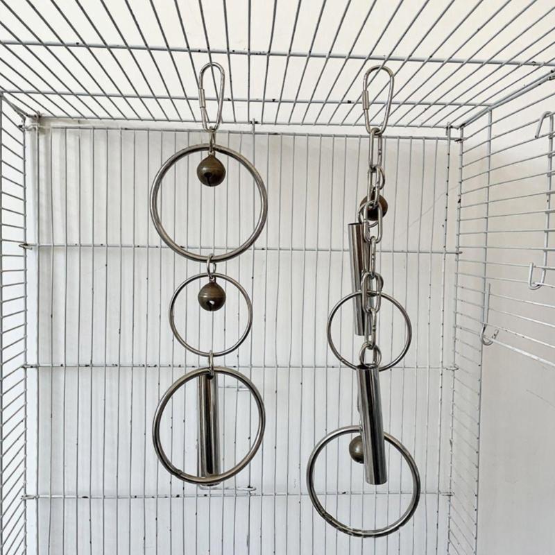 Stainless Steel Bird Swing Toy For Small Parrots Safe Chewable Chain Perch With Metal Materials