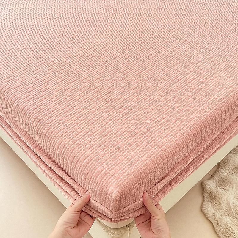 Milk Fleece Carved Fleece Single Mattress Fleece Non-Slip Simmons Bedspread Three-Piece Mattress Protective Cover Bedding