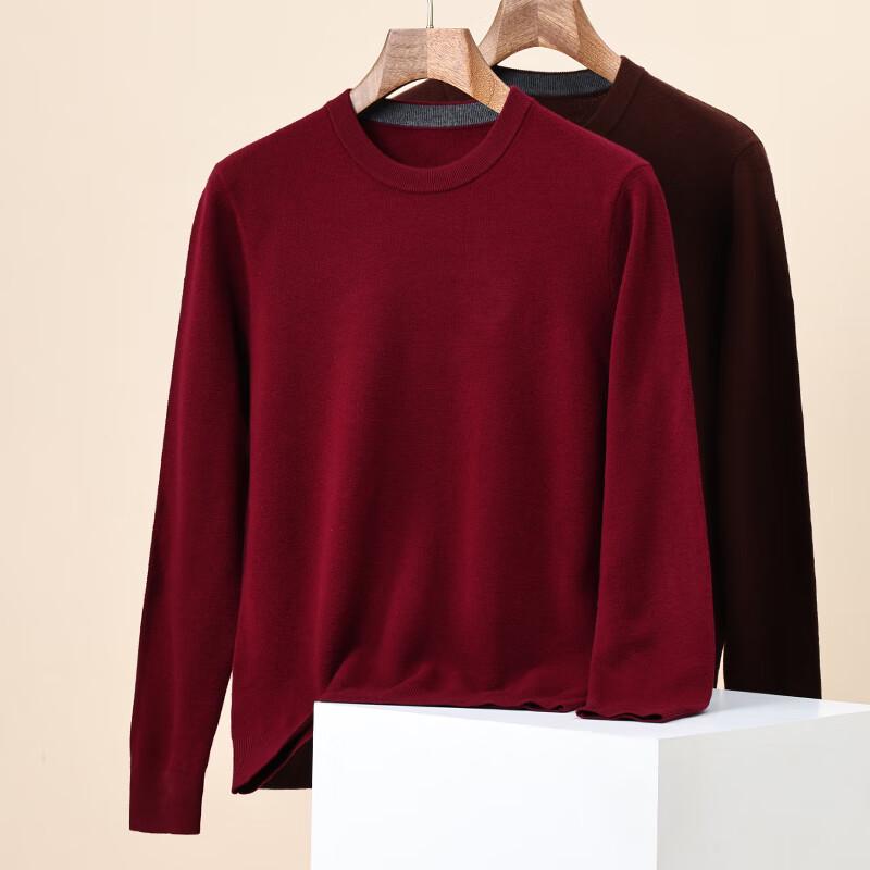 Hengyuanxiang Men's 100% Pure Wool Blend Round Neck Sweater