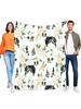 Cute Australian Shepherd Dog Floral Pattern Plush Flannel Blanket Soft Warm Cozy Lightweight Throw For Bed Sofa Home Decor Pet L