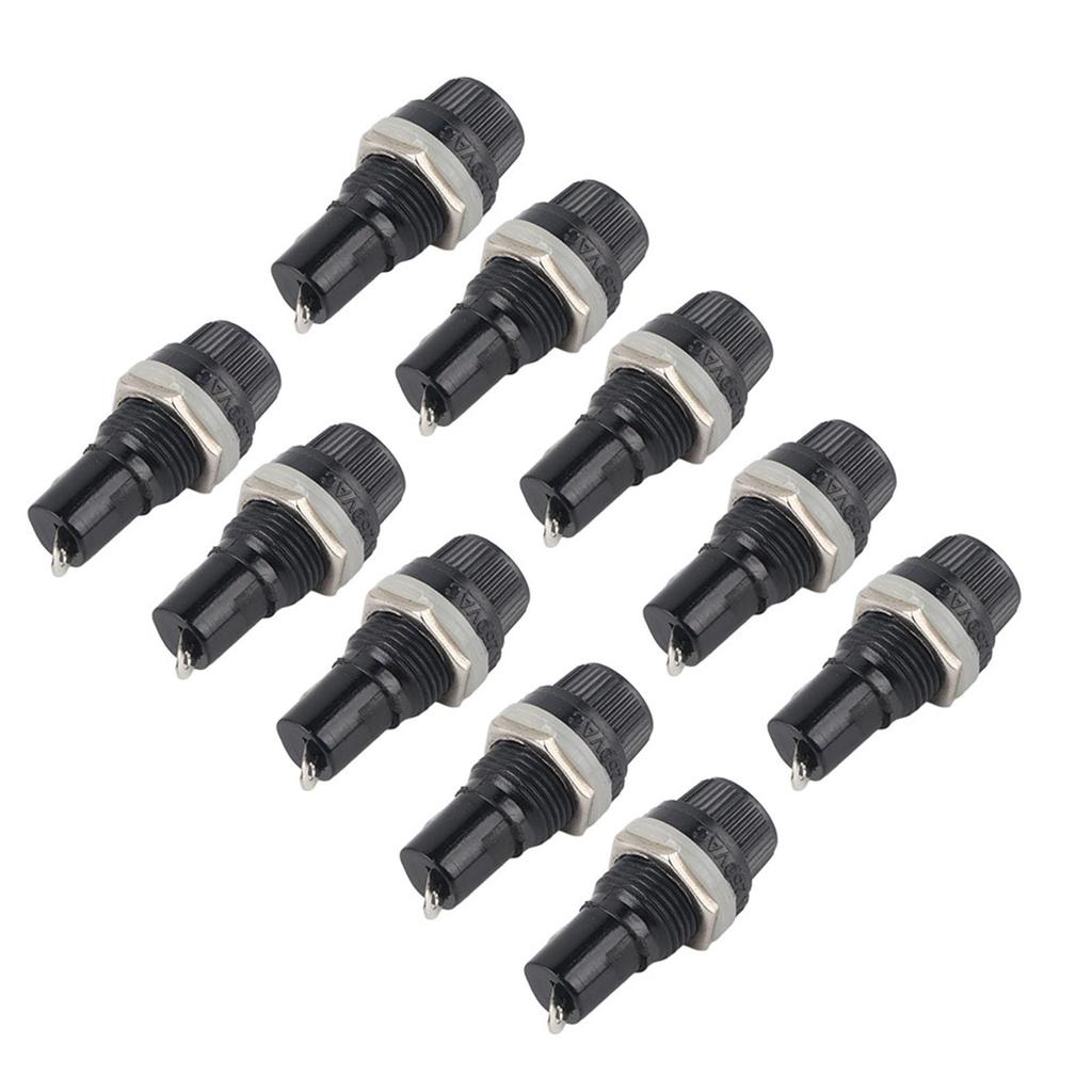 10pcs Panel Mount Screw Cap Fuse Holder Case for Radio Glass Tube Fuses 5 x 20mm