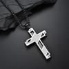 European and American Style Titanium Steel Double Color Cross Necklace Combination with Double Layer Hollow Personality