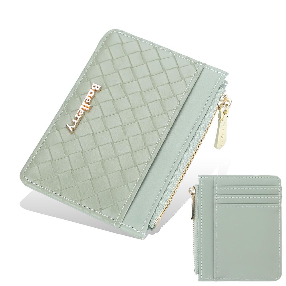 

Baellerry Женский короткий кошелек с плетеным узором, кошелек на молнии, модный держатель для карт, бумажник из искусственной кожи зелёный