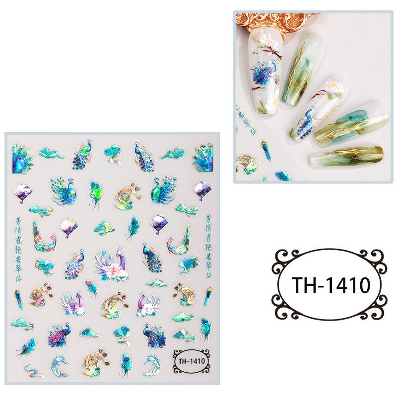 

Новорічні наклейки для нігтів Bronzing Year of the Dragon Chinese Style Mahjong Cartoon Nail Stickers Decoration 85*100mm