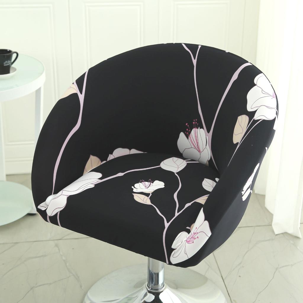 Dustproof Curved Chair Cover Short Back Printed Arc Armchair Slipcovers Dining Chairs Covers Elastic Natal Pokrowiec Na Krzeslo