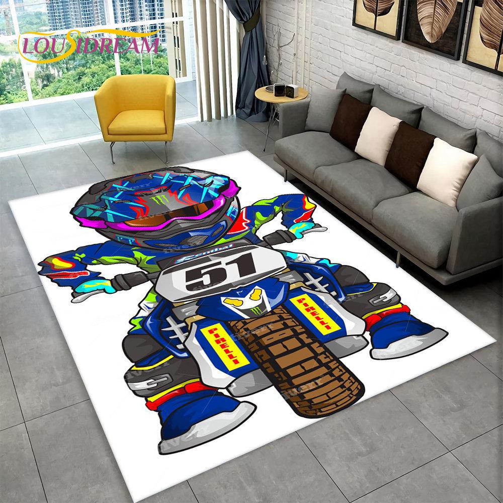3D Motorcycle Racing Carpet Family Living Room Bedroom Decoration Door Mat Playroom Children Play Non-Slip Floor Mat