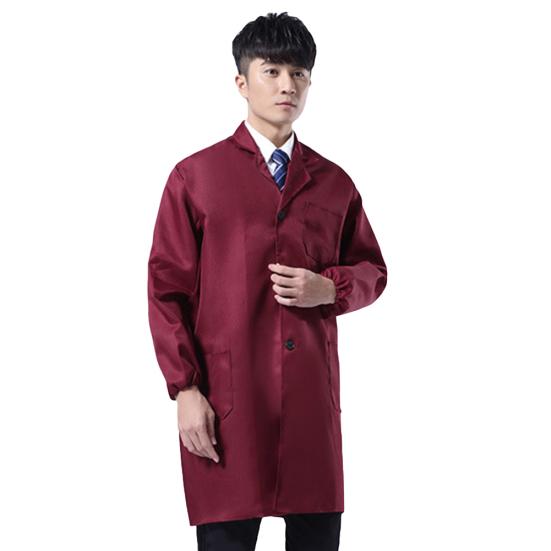 Staubdichte Herren-Laborkittel mit langen/kurzen Ärmeln, Knöpfen und Taschen, Arbeitskleidung für Herren