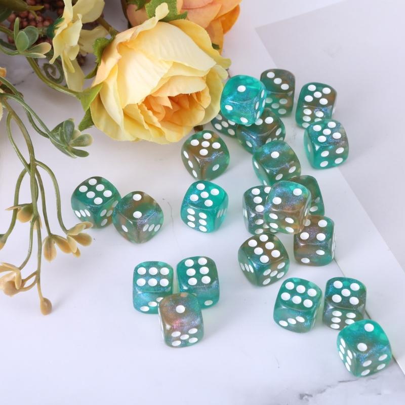 Rounds Corner Six Sided Dices Bulk, Pack of 50 Assorted Color 12mm D6 Acrylic Dices Cubes with Number Dots for Kids Use