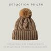 Warm Hat, Knitted Hat, Women's Hat, Large Wool Ball, Woolen Hat, Plush Hat, Thick Hat, Outdoor Hat