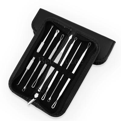 Set for Acne Blackheads Acne 7 Pieces Remove Black Dots Points Comedones Extractor Prick Loop Tweezer Spoon for Face Cleaning