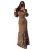 European and American women's cross-border foreign trade 2026 autumn new shirt collar waist long skirt long sleeve floral cake dress dress