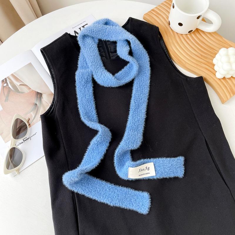 

New versatile decorative sausage scarf solid color niche scarf long thin scarf trendy clothing matching 195*4cm