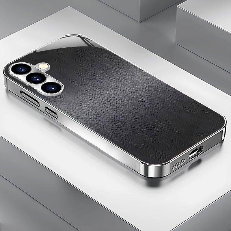 Grijs zwart verticaal getextureerd glazen telefoonhoesje geschikt voor Samsung Galaxy S26 S25 S24 S22 S21 S20 FE/Ultra/Plus valbestendig