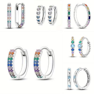 Simple Fashion Women's Earrings Geometric Color Inlaid with Zircon Personalized Trend Niche Light Luxury High-end Trend Party