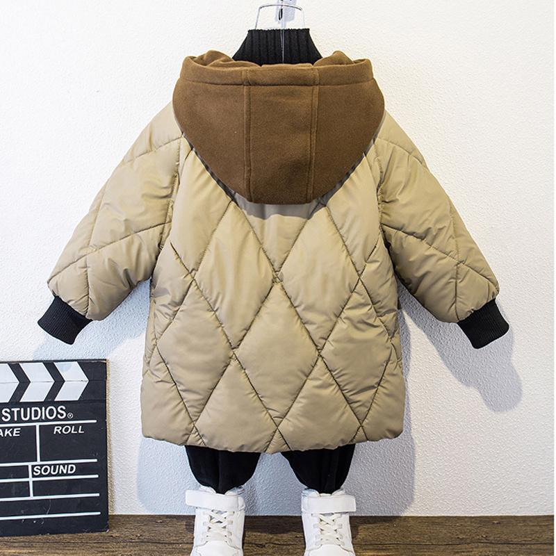 Boys' Down Jacket Medium and Large Children's Thickened Cotton-Padded Clothes Baby Mid-Length Cotton-Padded Jacket
