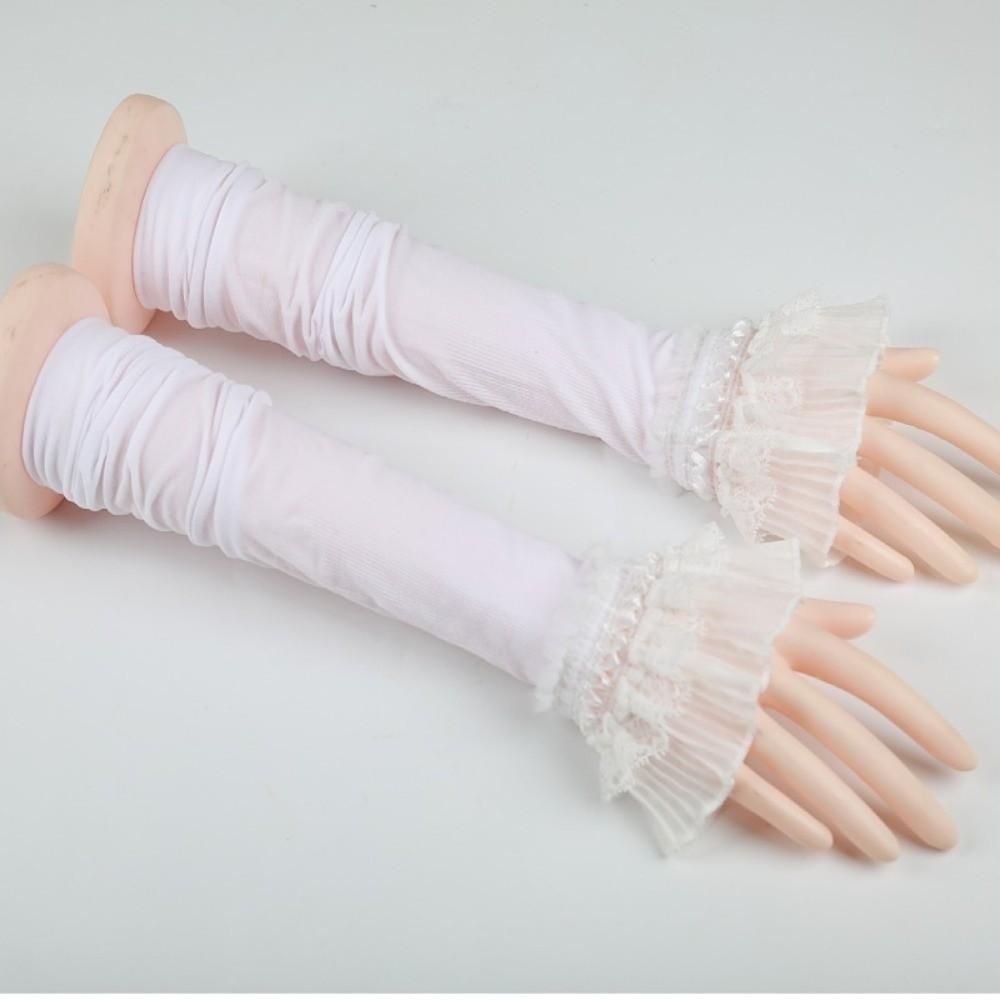 Summer Long Sleeve Lace Gloves Elastic Soft Sunscreen Arm Sleeve Sun Protection Scar Covered Driving Gloves