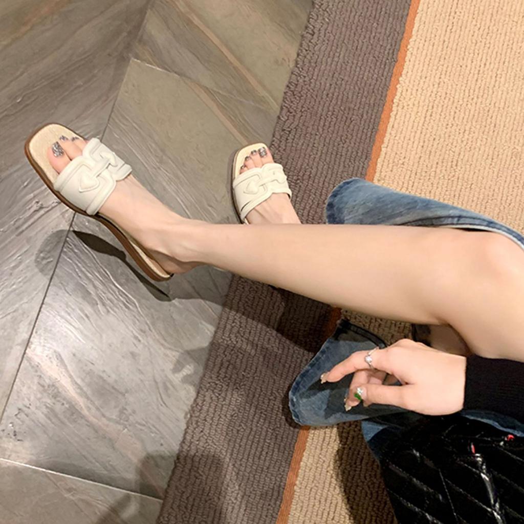 Grape Mother Studiolee 2025 Summer New Fashion Flat Bottom Square Head Vacation with Outer Slippers Women