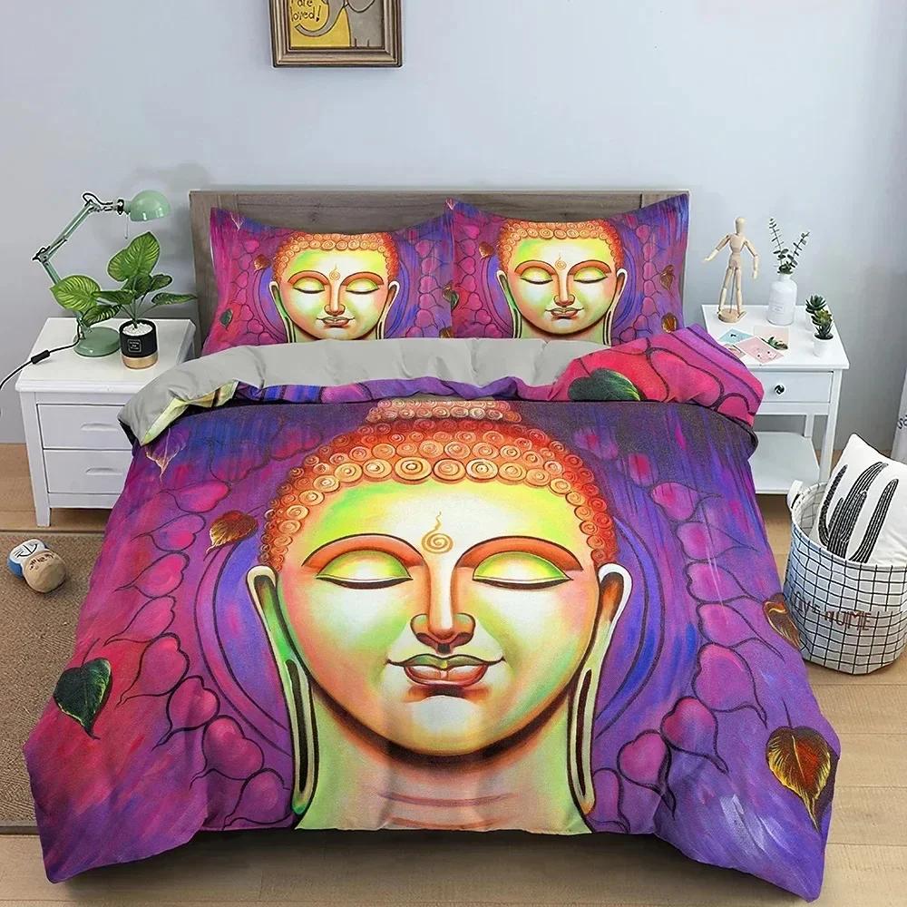 Buddha Bedding Set 3D Bodhisattva Duvet Cover Set Single Double Queen Size Home Textile Gifts for Buddhist