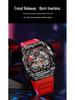 Durham Yao Men's Waterproof Mechanical Watch - Tonneau-Shaped Alloy Case with Carbon Fiber Design and Skeleton Dial