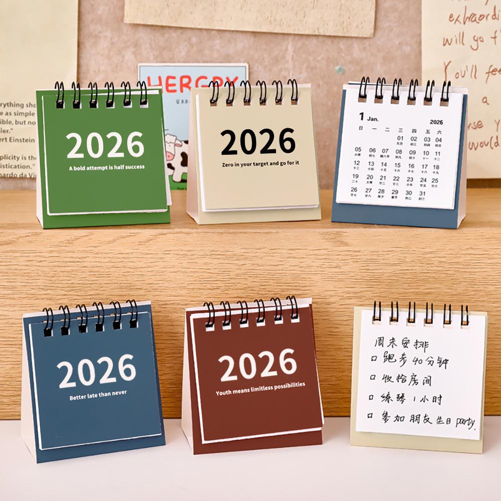 2026 Mini Einfacher Kalender Kleiner Schreibtischkalender Kreativer Spiral-Kalender Planer Desktop-Dekoration Büro-Schreibwaren für Geschenk